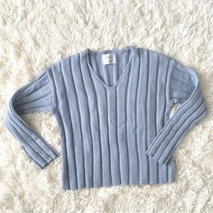 Zara Girl’s Cotton Ribbed Knit Sweater, Blue Marl, size 11-12